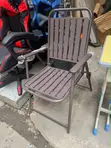 Brown Slatted Outdoor Folding Chair - 2