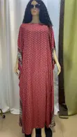 Red Polka Dot Border Print Kaftan - Size 14 - 1