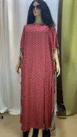 Red Polka Dot Border Print Kaftan - Size 14 - 2