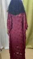 Burgundy Textured Chiffon Kaftan - Size 14 - 2