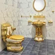 Royal Gold Toilet and Standing Wash Basin - 1
