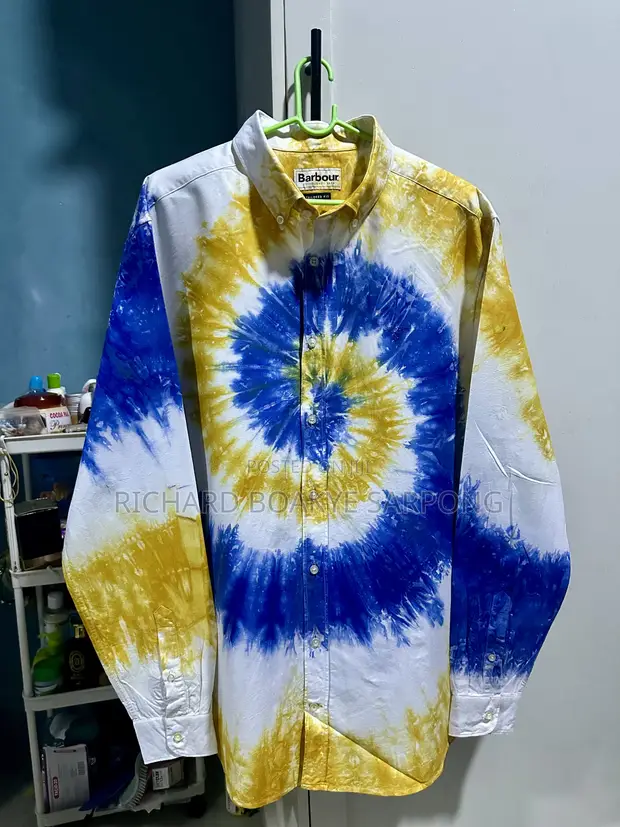MEGJOY Hand-Dyed Long Sleeve African Shirt (Tie-Dye) - 1