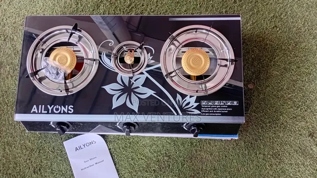 Ailyons 3-Burner Glass Top Gas Cooker - 1