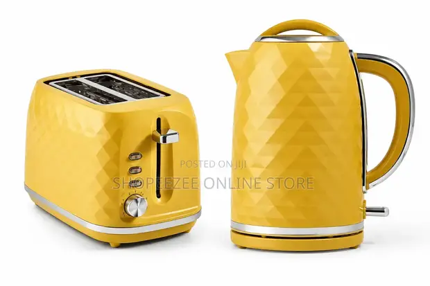 Yellow Diamond Textured Kettle & 2-Slice Toaster Set - 1