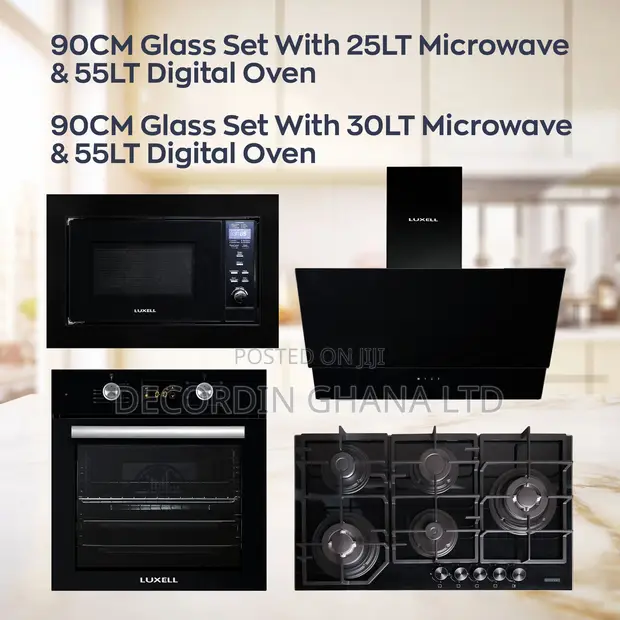 90cm Hex Glass Cooker Set with 55Lt Digital Oven & 25Lt Microwave - 1