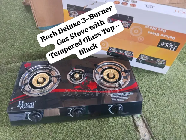 Roch 3-Burner Deluxe Gas Cooker - Tempered Glass Top - 1