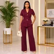 Women's Belted 2-Piece Suit - Short-Sleeve - 2