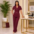 Women's Belted 2-Piece Suit - Short-Sleeve - 4