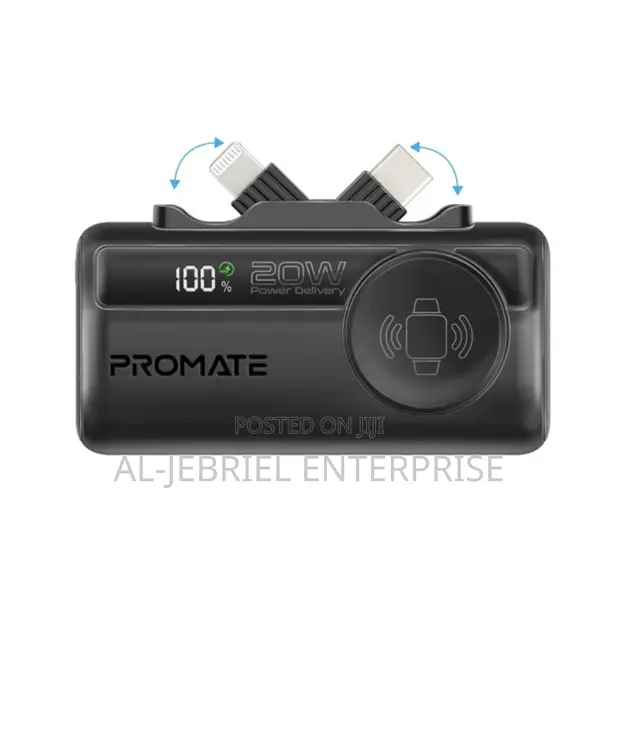 Promate 5000mAh Power Bank with Built-in Cables - 1