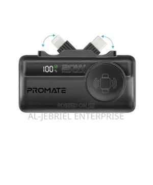 Promate 5000mAh Power Bank with Built-in Cables