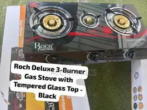 Roch Deluxe 3-Burner Gas Cooker with Tempered Glass Top