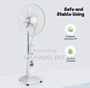 18" Solar/Electric Rechargeable Mist Fan with LED Lights