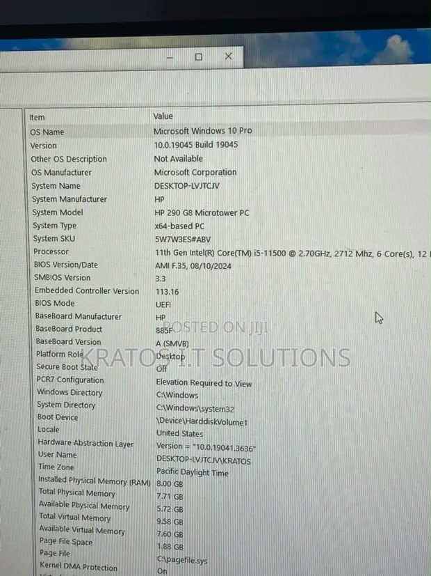HP 290 G9 Desktop Computer - Intel Core i5, 8GB RAM, 500GB Storage - 1