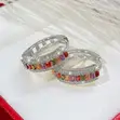 Cubic Inlaid Rainbow Hoop Earrings - 1