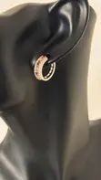 Cubic Inlaid Rainbow Hoop Earrings - 2