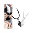2-Piece Couple Stainless Steel Heart Pendant Necklace - Black/Silver - 2