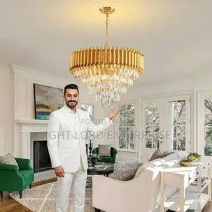 Modern 4-Tier Crystal Chandelier - Gold Finish