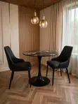 Black and White Marble Table with 2 Chairs - 1