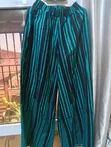 Teal & Black African Print Palazzo Trousers - Women's High Waist - 2