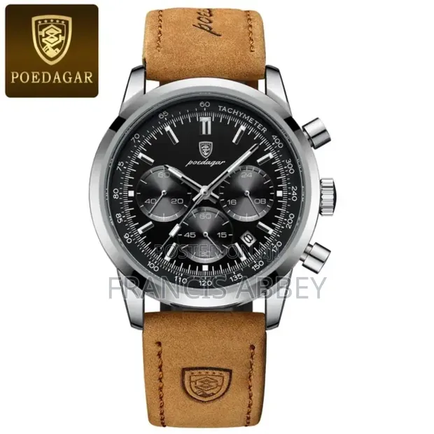 Poedagar Chronograph Leather Wristwatch - 1