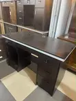 Big Dark Wood Office Desk with 3 Drawers - 1