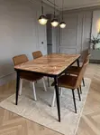Brown Marble Vein 4 Seater Dining Chairs - 1