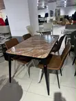 Brown Marble Vein 4 Seater Dining Chairs - 2