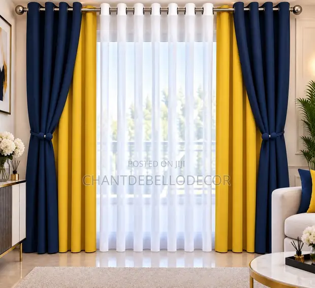 Two-Tone Blackout Curtains with Optional Voile - 1