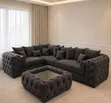 Chesterfield-Style Sectional Sofa with Ottoman - 1