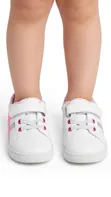 White Baby Girls Sneakers with Pink Stripe - 1