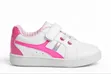 White Baby Girls Sneakers with Pink Stripe - 2