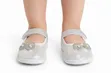 Silver Glitter Baby Girls Mary Jane Shoes with Pearl Decor - 1