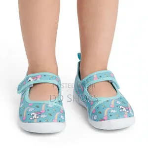Blue Unicorn Print Baby Girls Mary Jane Shoes