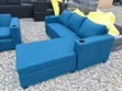 L-Shaped Sectional Sofa with Chaise - Blue & Black - 2