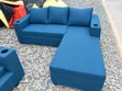 L-Shaped Sectional Sofa with Chaise - Blue & Black - 3