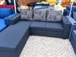 L-Shaped Sectional Sofa with Chaise - Blue & Black - 5