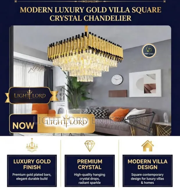 Modern Crystal Chandelier - Villa Square - 1