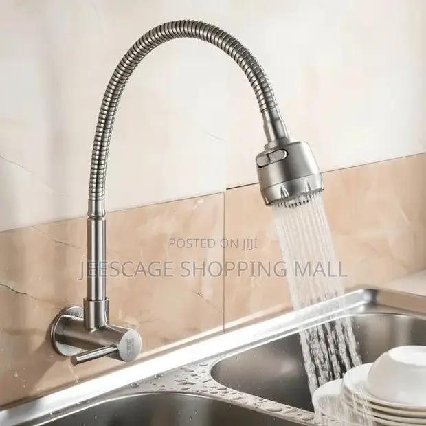 Chrome Single Handle Kitchen Faucet with Flexible Sprayer - 1