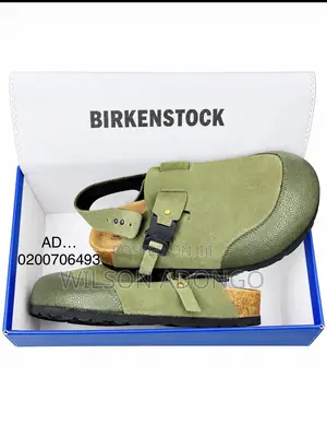 Birkenstock-Style Boston Clog - Green Suede Slip-On