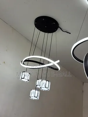 Modern Chandelier - Black Body, Warm & White Light