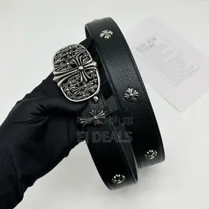 Chrome Hearts Belt Black with Multiple Crosses
