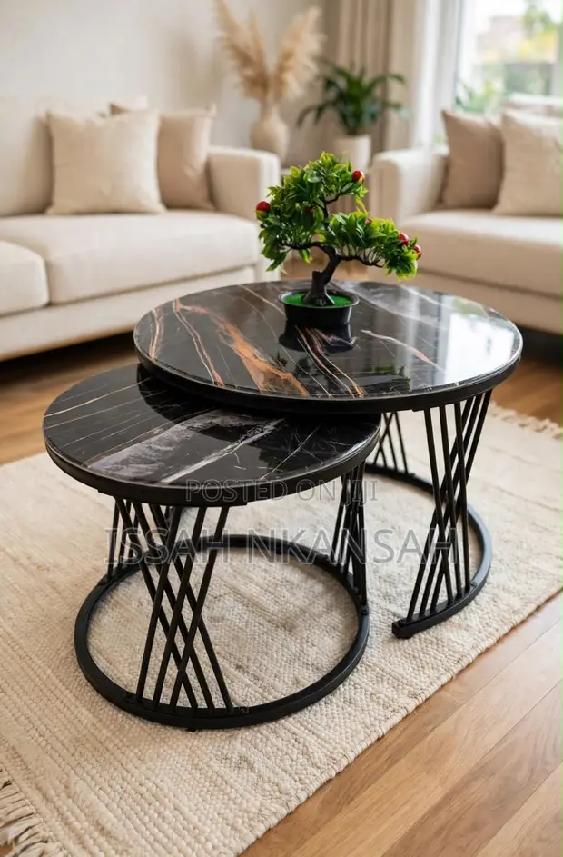 Black Marble Nesting Tables (2 pcs) - 1