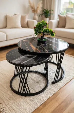 Black Marble Nesting Tables (2 pcs)