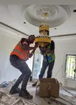 Geometric Yellow Gold Double Chandelier 500mm - 1