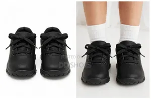 Kids Black Lace-Up School Shoes