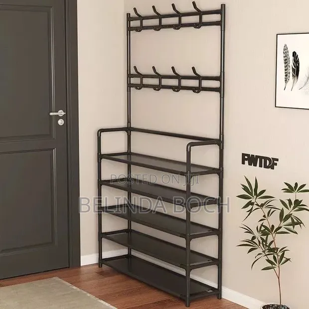 Brand New Black Metal Shoe Rack - 1