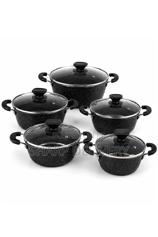 Hot Chef 10-Piece Non-Stick Marble Cookware Set (20-28cm) - 1