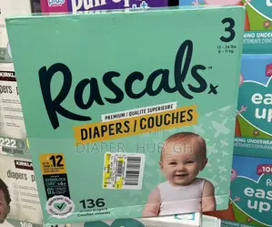 Rascal Premium Diapers Size 3 (136 Count)