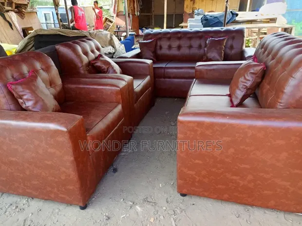 Brand New Leather Sofa Set - Brown - 1