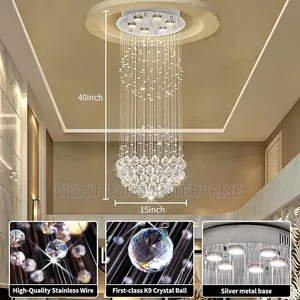 Large Hall Base LED Crystal Chandelier Light